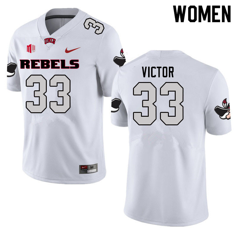 Women #33 Mychal Victor UNLV Rebels College Football Jerseys Sale-White - Click Image to Close